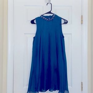 BCBGeneration Teal mini dress with rhinestone collar